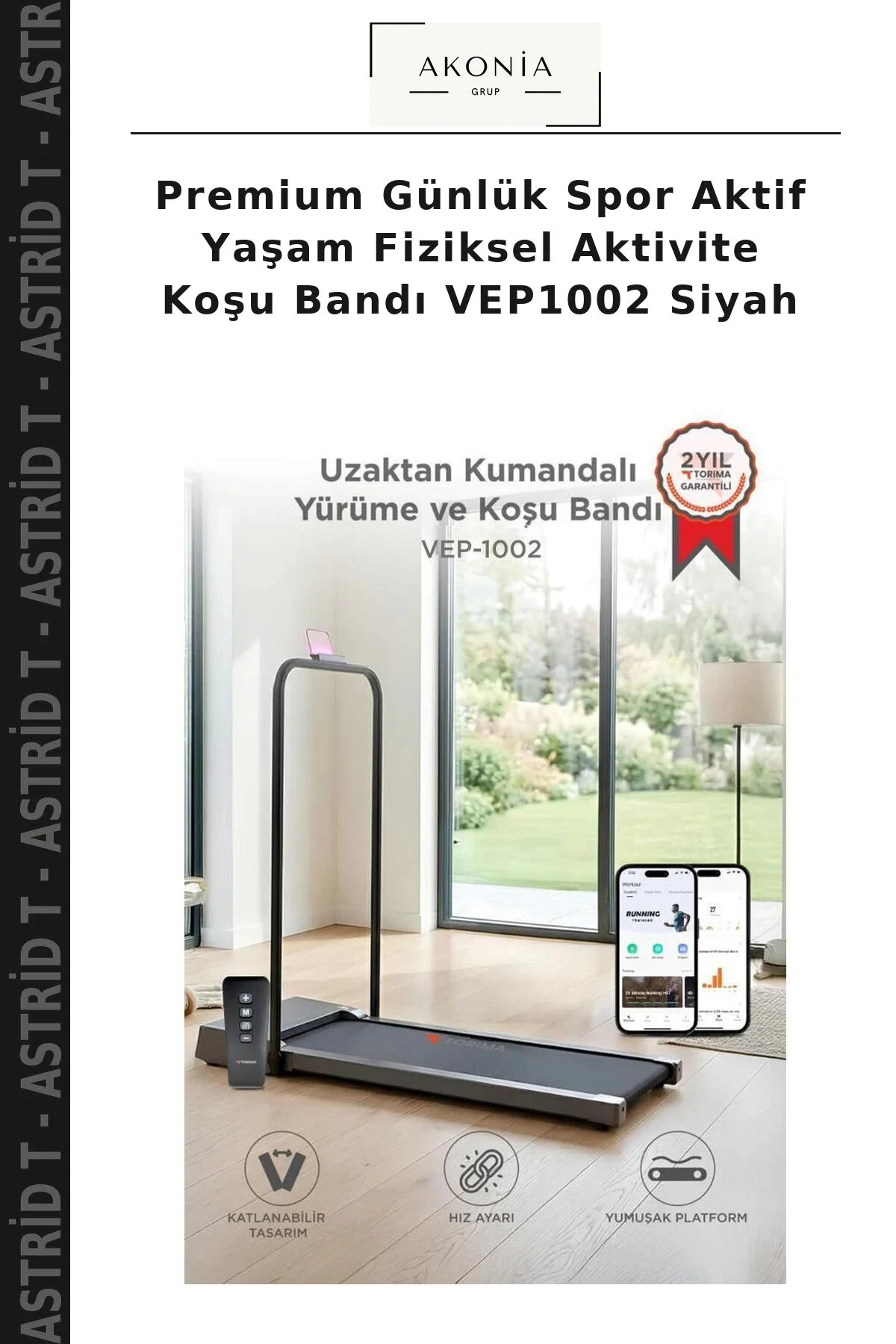 Astrid T Premium Günlük Spor Aktif Yaşam Fiziksel Aktivite Koşu Bandı