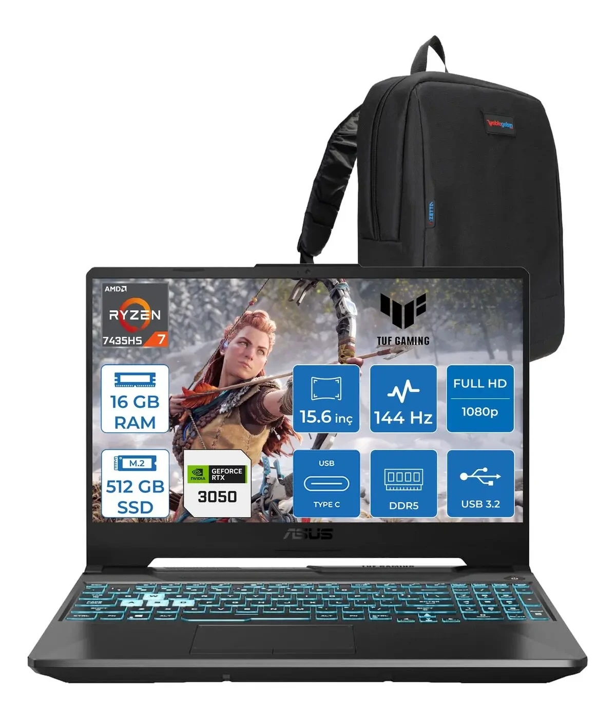 ASUS Tuf A15 FA506NCR Ryzen 7 7435HS SSD RTX3050 15.6