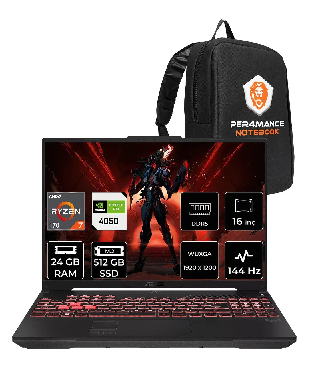 ASUS TUF A16 Ryzen 7 170 SSD RTX4050/ 16