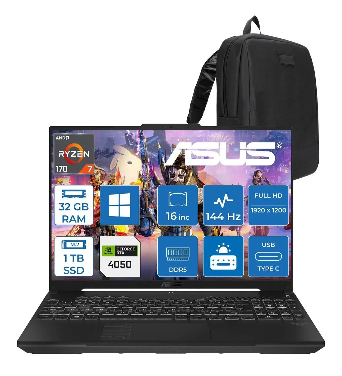 ASUS Tuf Gaming A16 (FA607NUQ-GAMING) Amd Ryzen 7 170 SSD RTX4050 16