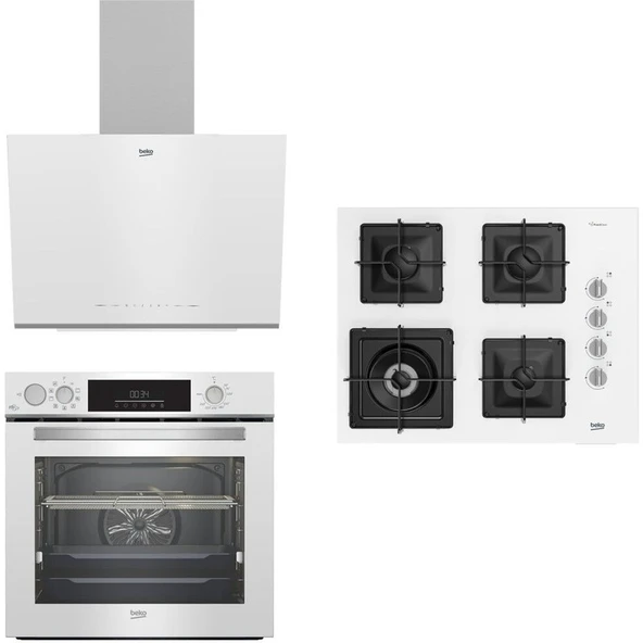 Beko BFC631B-BOCDK6510EWB-BDE6062B Cam Buhar Destekli Fitfry Ankastre Set