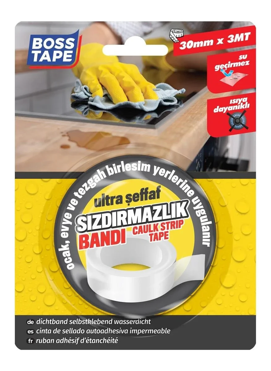 Boss Tape Ankastre Ocak Kenar Şeffaf Sızdırmaz Bant En:30mm Boy:3mt