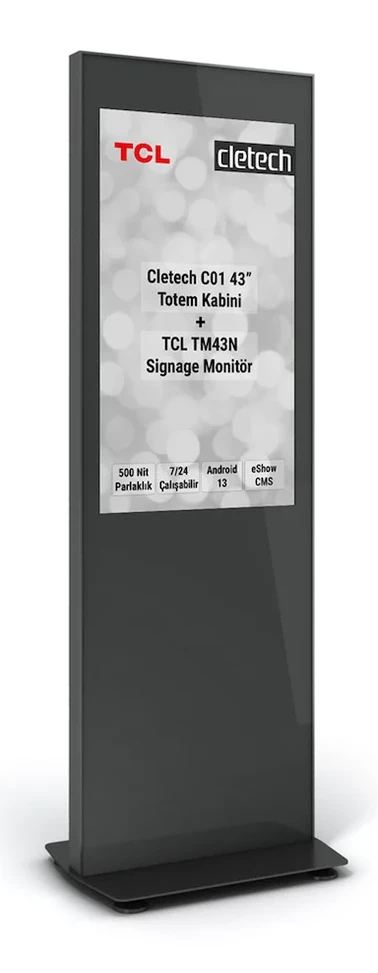 C01 43″ Digital Signage Totem + TCL TM43N Signage Monitör