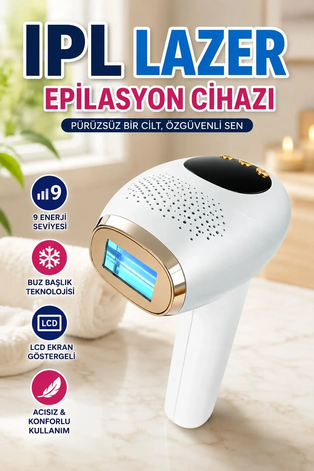 canrodi 9 Enerji Seviyeli IPL Epilasyon Cihazı