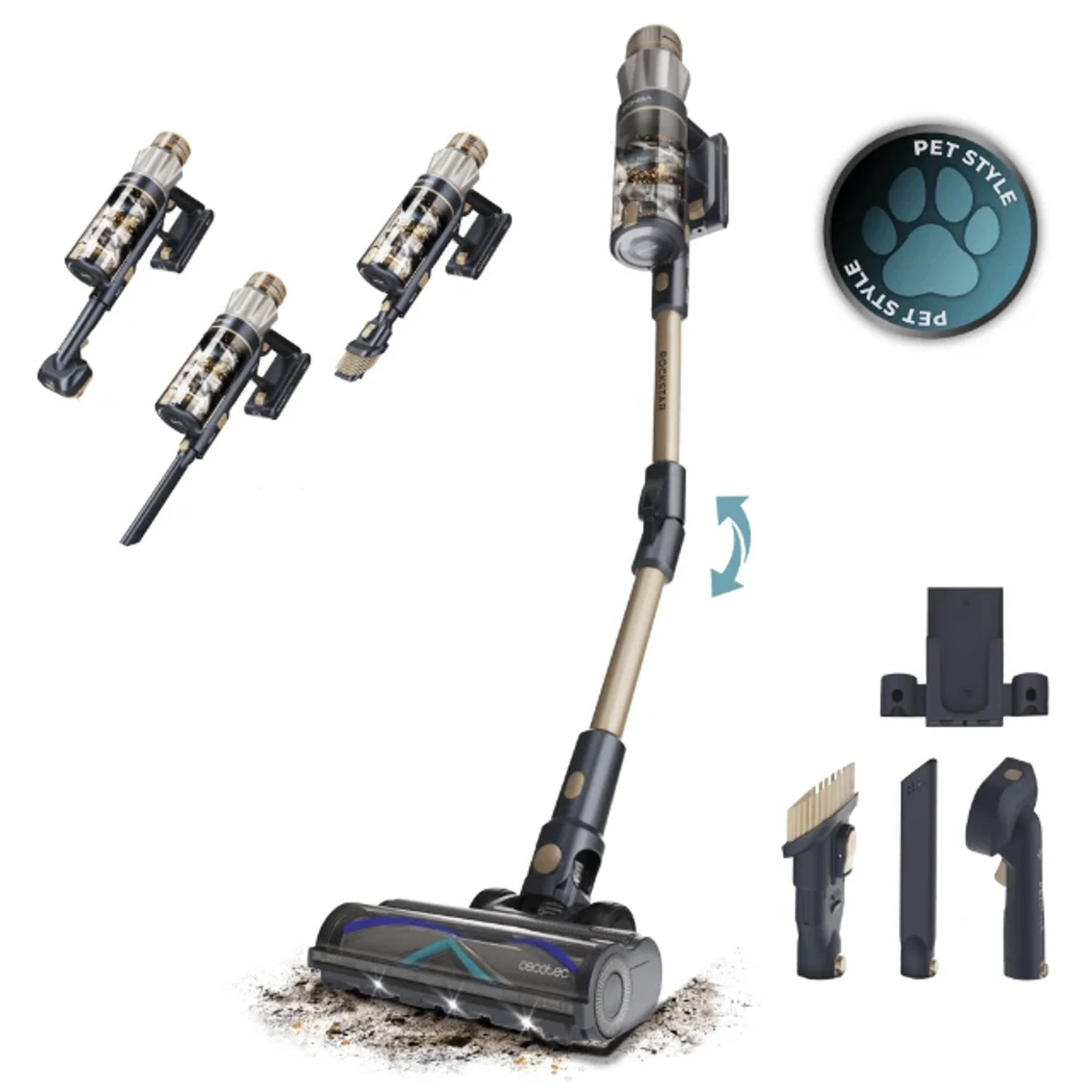 CECOTEC Conga Rockstar RS90 Pet Flex Kablosuz Dikey Süpürge Şarjlı