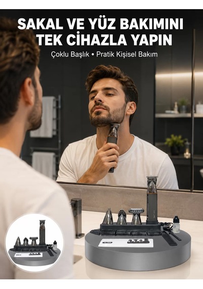 Çok Fonksiyonlu 9 U 1 Arada Tıraş Makinesi Şarjlı Saç Sakal Düzeltici