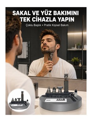 Çok Fonksiyonlu 9 U 1 Arada Tıraş Makinesi Şarjlı Saç Sakal Düzeltici
