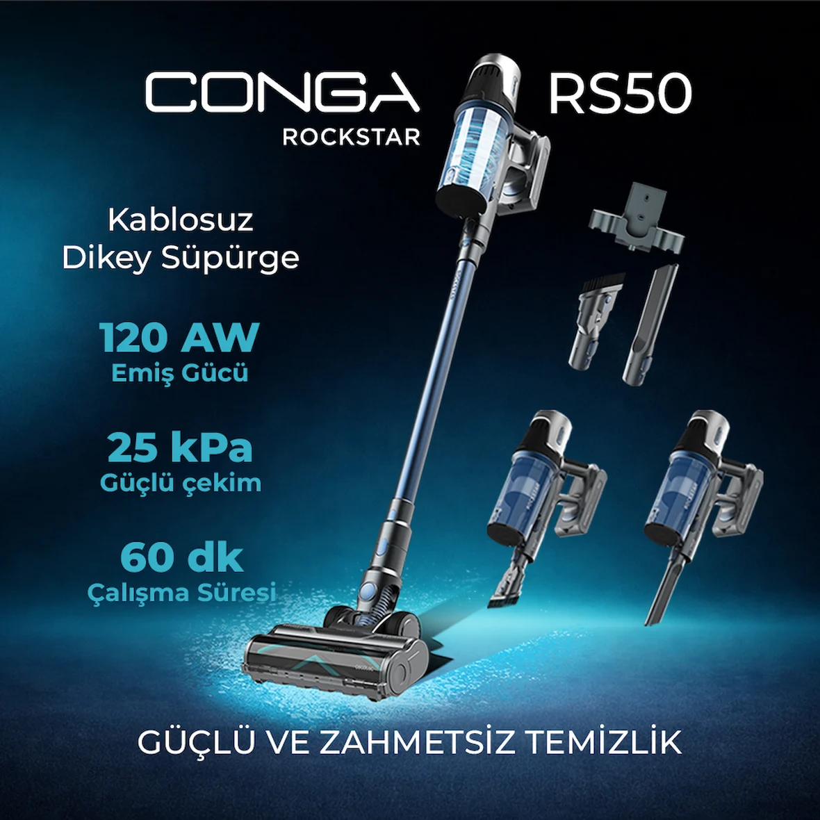 Conga Rockstar RS50 Kablosuz Dikey Süpürge Yüksek Performanslı
