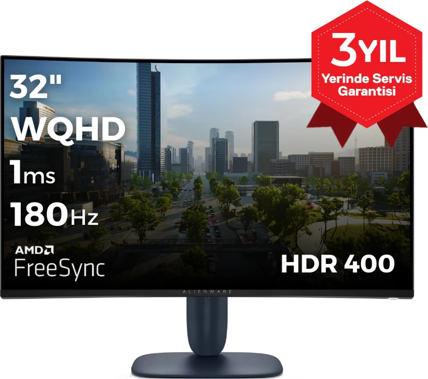 Dell Alienware AW3225DM 32 2560×1440 WQHD 180Hz 1ms HDMI DP HDR 400 Monitör