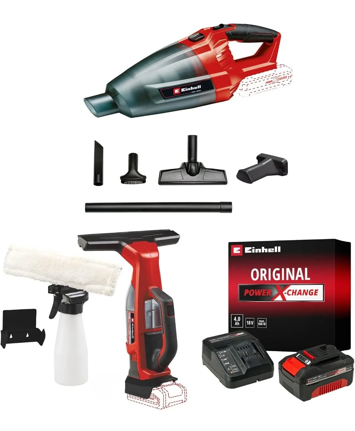 Einhell TE-VC 18 Li + BRILLIANTO Akülü El Süpürgesi ve Cam temizleme
