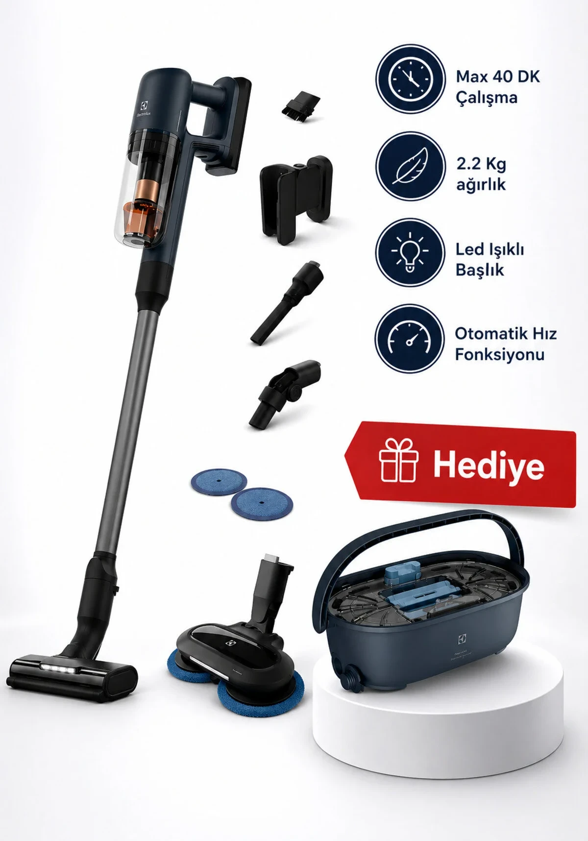 Electrolux EP71B14WET Islak Kuru Şarjlı Dikey Süpürge (Mop Başlık