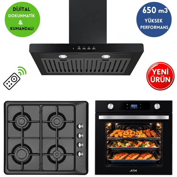 Eminçelik & AFM Marka A8A Turbo 3’lü Ankastre Set (Fırın+ Emaye Ocak