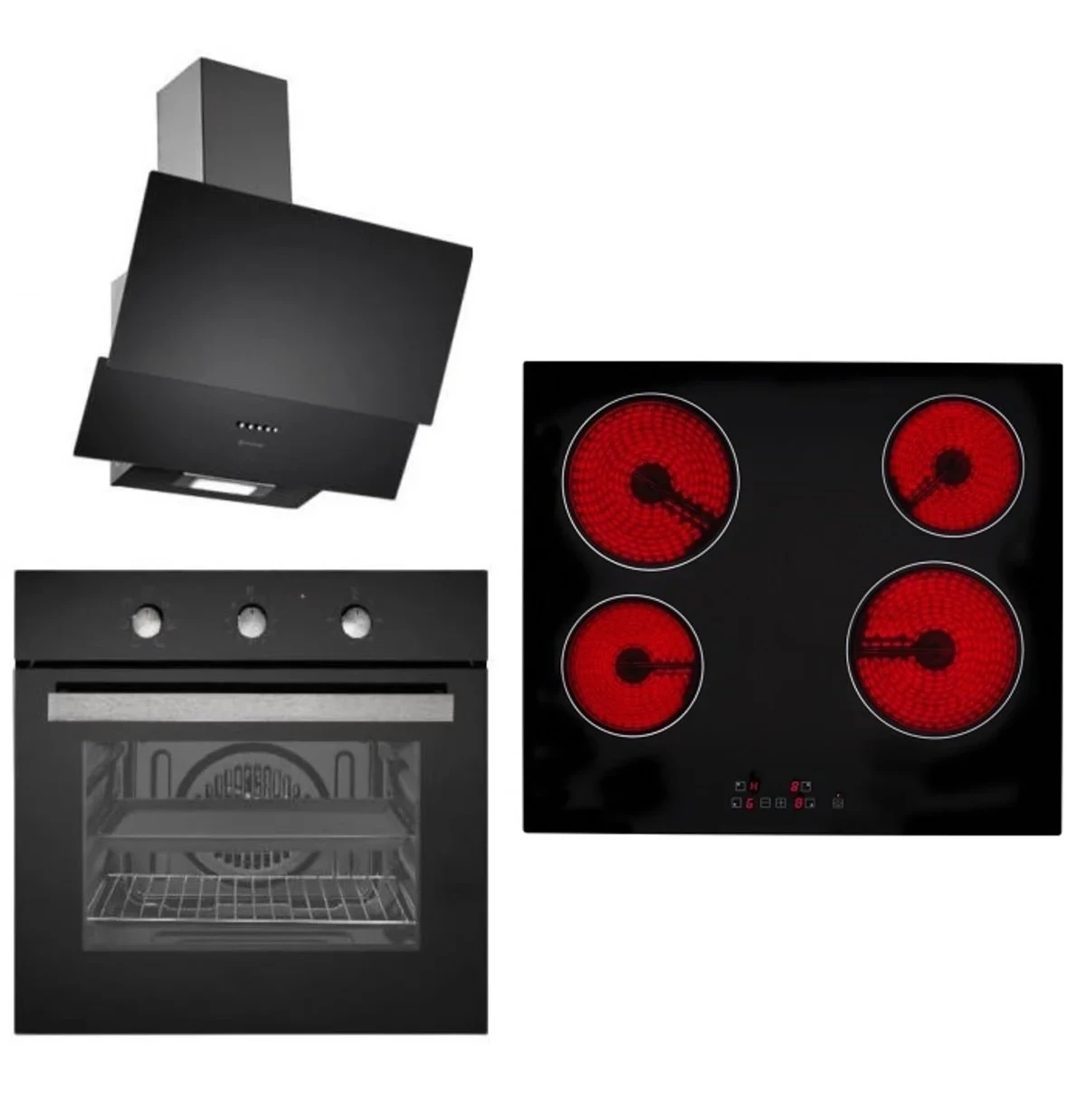 Eminçelik Siyah LUX Vitroseramik Elektrik Ocaklı 6 Programlı Ankastre Set