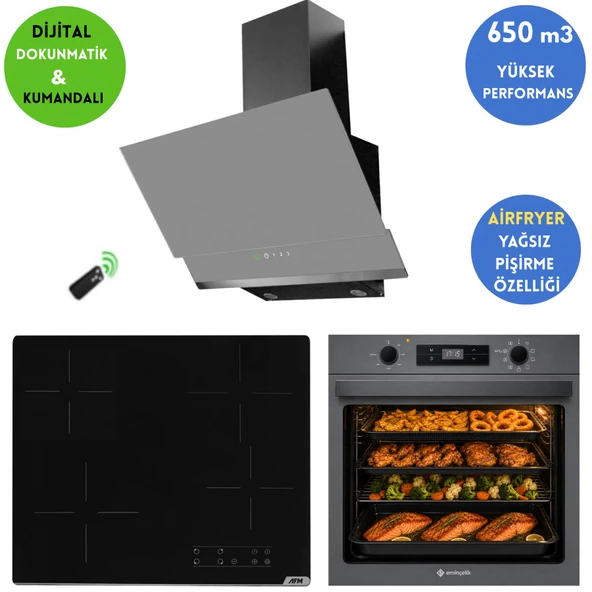 Eminçelik ve AFM Marka T9 Airfryer Vitro Elektr Dijital Ankastre Set