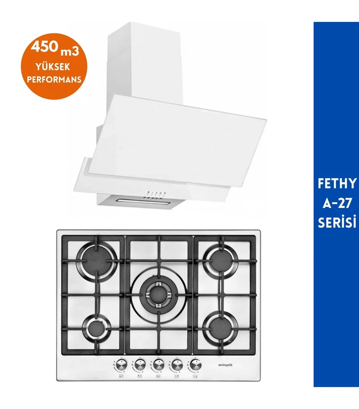 Eminçelik ve AFM TECH Marka Fethy A-27 5 Gözlü 2’li İnox Ankastre Set
