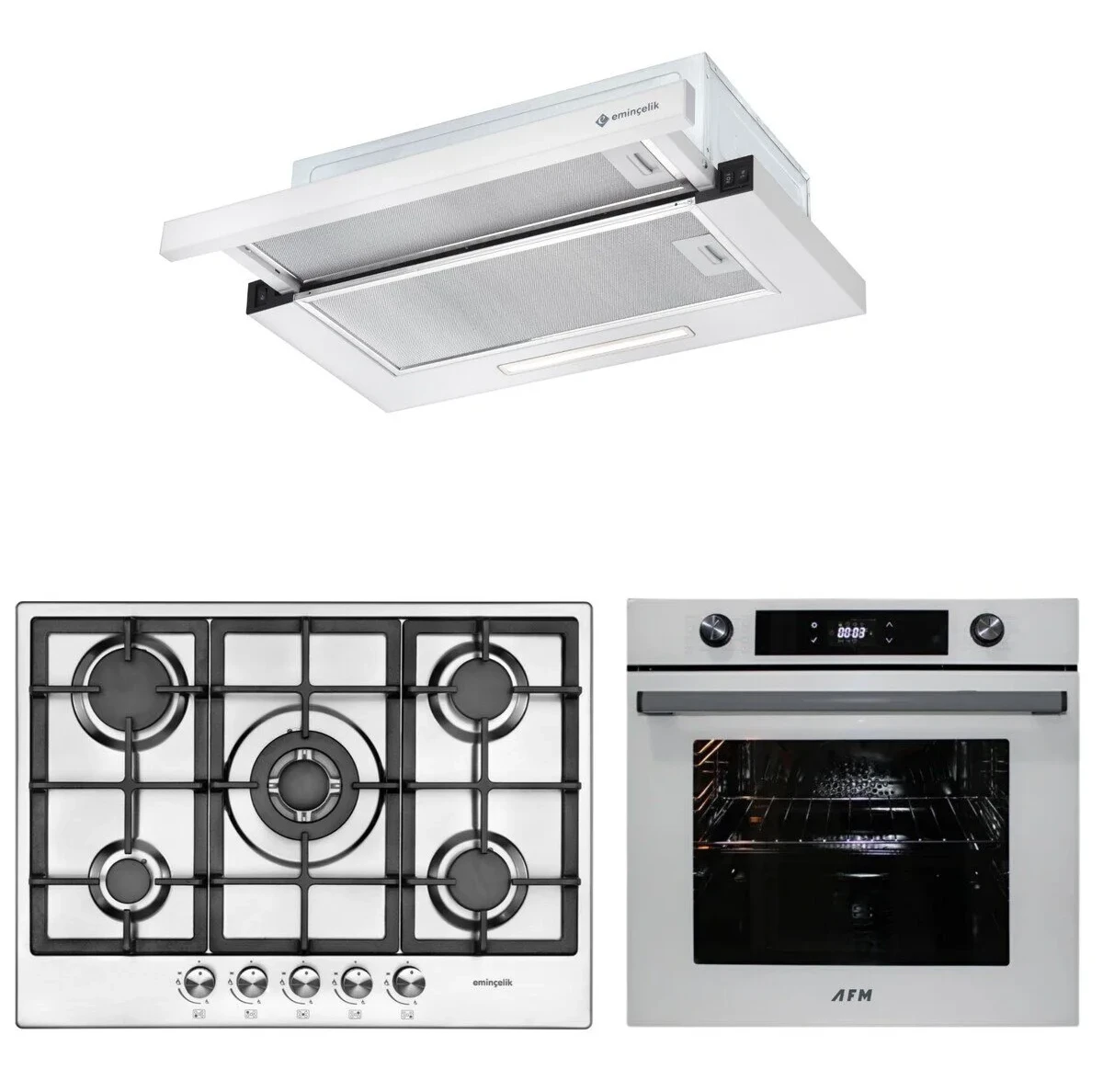 Eminçelik ve AFM Tech Marka / Udine 5 Gözlü -inox Ankastre Set (FM7701