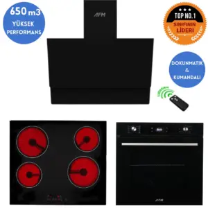 Eminçelik ve AFM Tech MARKALI/ DUO Elektrikli Vitro. Ankastre Set (VC640 +FM7700+FM3400)