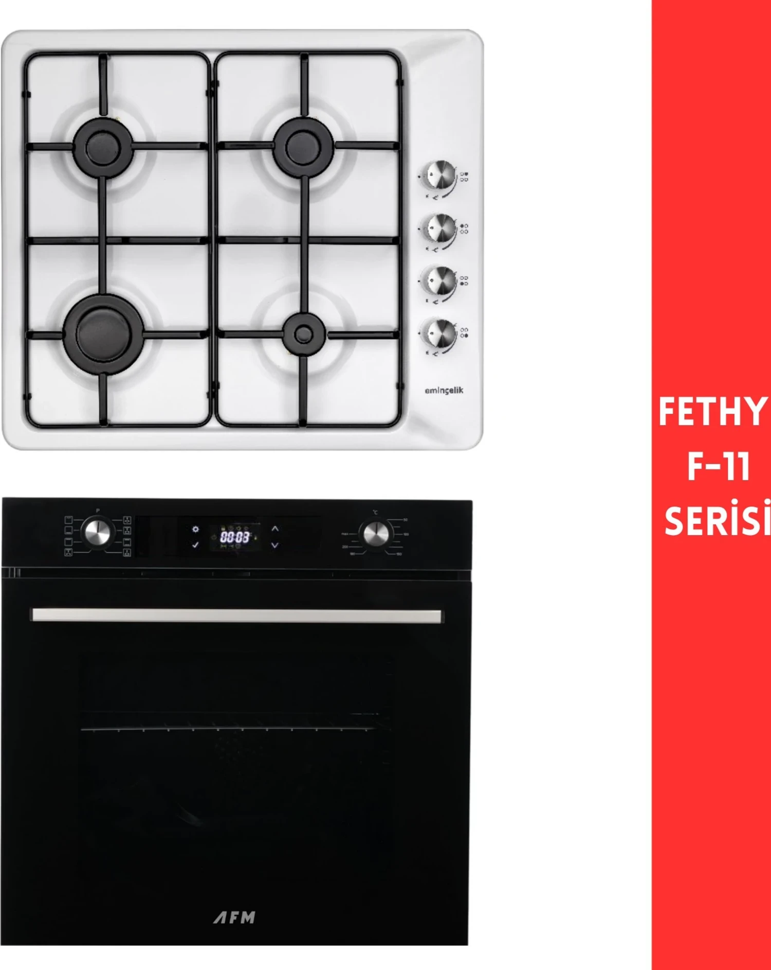 Eminçelik ve AFM Tech MARKALI / Fethy-11 Turbolu Emaye Ocak Ankastre Set
