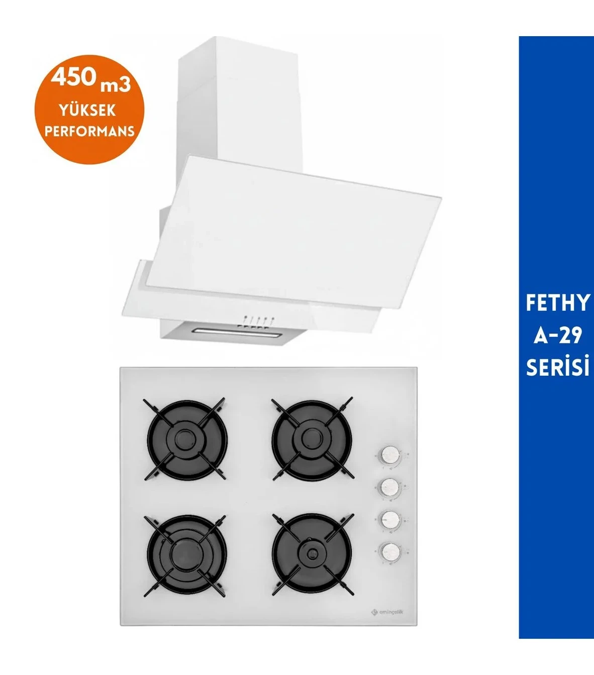 Eminçelik ve AFM Tech MARKALI / Fethy-A29 / 2’li Ocak Davlumbaz Ankastre Set