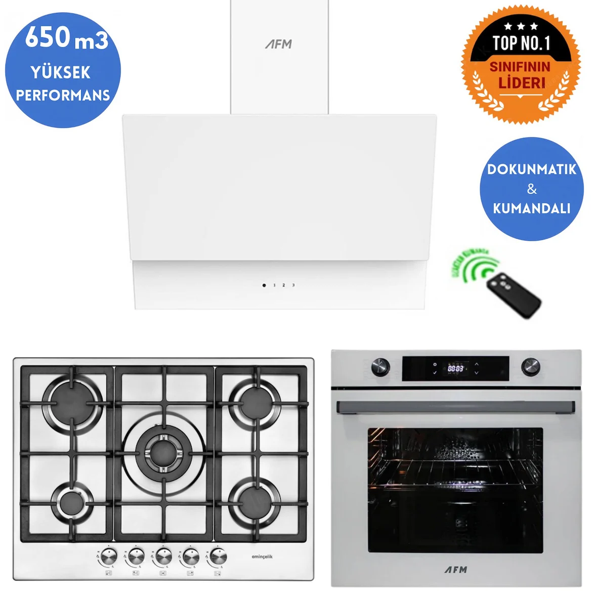 Eminçelik ve AFM TECH Markalı /inoxe Dijital Turbolu Ankastre Set ( 22