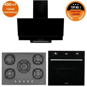 Eminçelik ve AFM TECH Markalı / Mas 5 Gözlü 1’WOK Ankastre Set ( 22 385 + FM7700 + FM3250 )