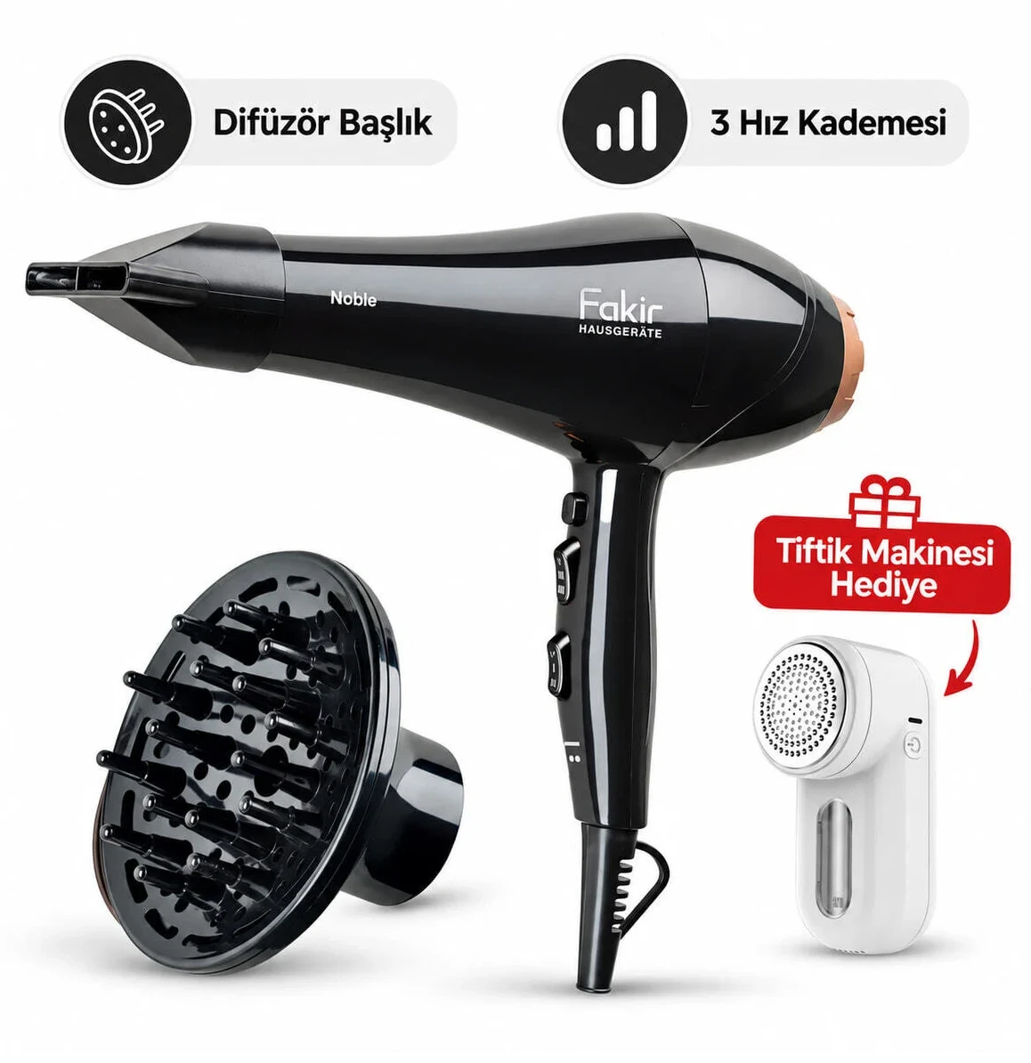 Fakir Noble Professional AC Motor 2200W Saç Kurutma Makinesi Tiftik