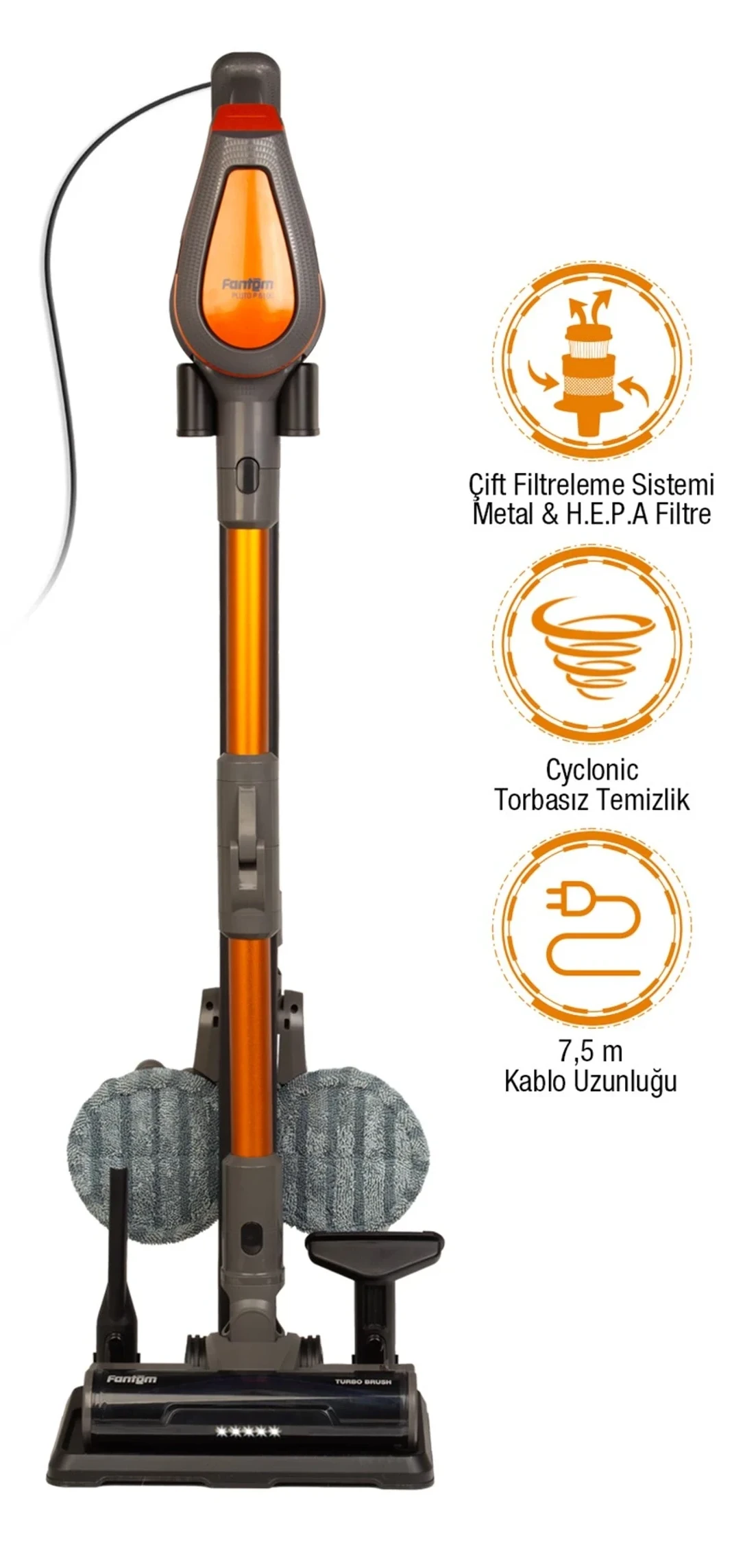 FANTOM Pluto P 6100 Plus Cyclone Elektrikli Moplu Dikey Süpürge