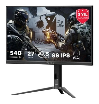 FAZEON X27F540 27″ 540Hz 0.5ms HDMI DP HDR FreeSync G-Sync Pivot FHD Monitör