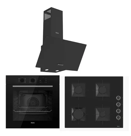 Ferre Flowart Basic Ankastre Set (QBL62CS – SS205 – D086)