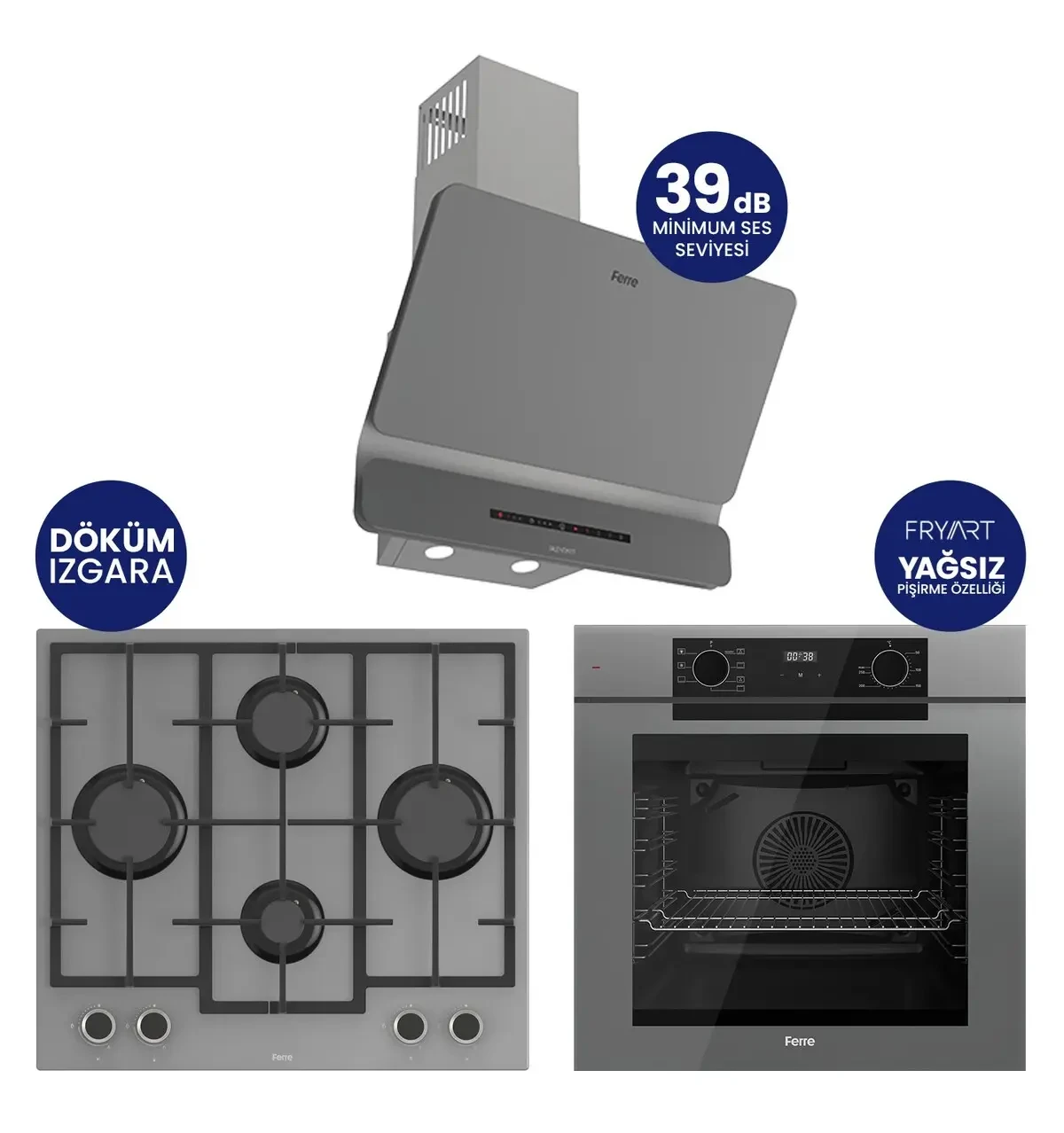 Ferre New Fryart Chef Edition 3’lü Ankastre Set QEP63CPR-LN388-D082SA