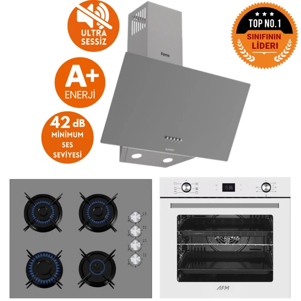 Ferre ve AFM Tech Markalı / GIVA ANTRASİT & BEYAZ Sessiz Ankastre Set