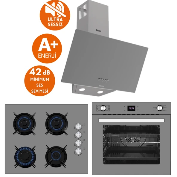 Ferre ve AFM Tech Markalı/SilentART GAO Sessiz -Gri Ankastre Set