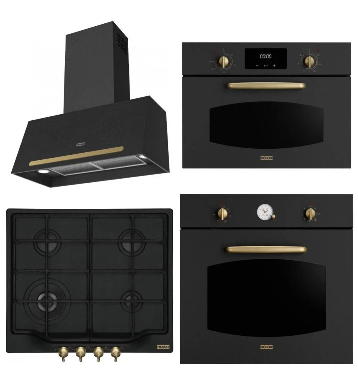 Franke Rustik Ankastre Set Nero (FCO 70 Onyx Davlumbaz