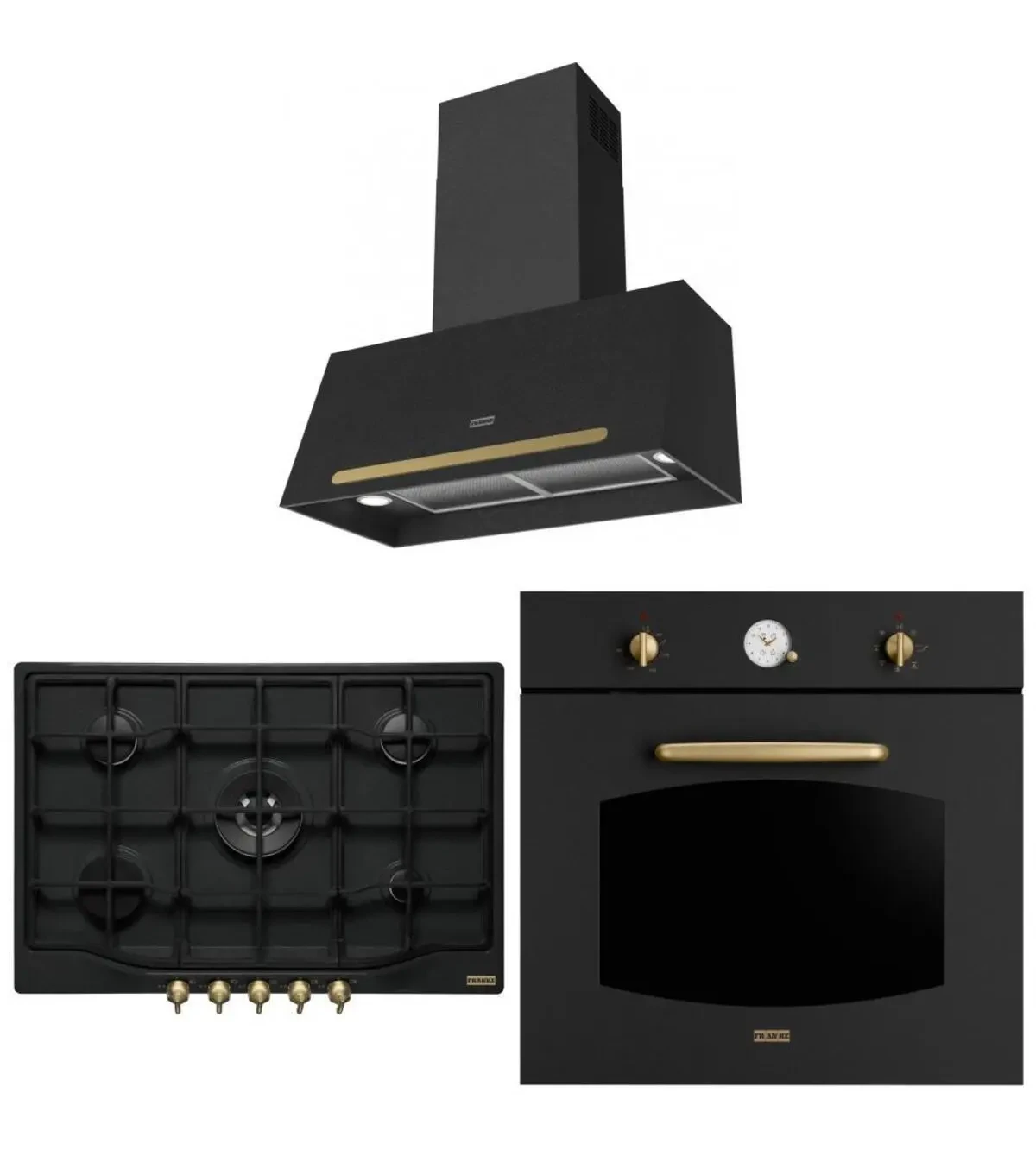Franke Rustik Ankastre Set Nero (FCO 70 Onyx Nero Rustik Davlumbaz