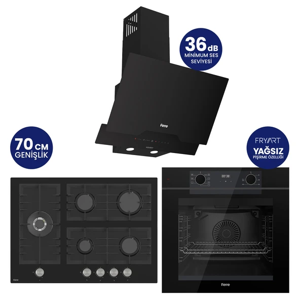 Fryart Digital 5 Gözlü Cam Ankastre Set QEP63CS+BL135+D063-SA