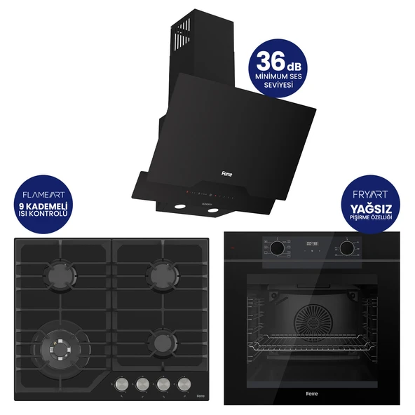 Fryart Digital Asimetrik Cam Ankastre Set QEP63CS+NT025-WFA+D063-SA