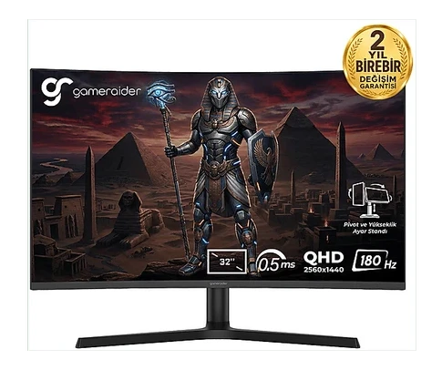 GAMERAIDER HORUS GR32QC18V 180Hz 2K Adaptive Sync VA Kavisli Pivot Monitör