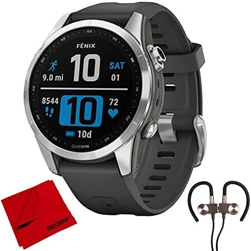 Garmin 010-02539-00 Fenix 7S Smartwatch, Deco Gear Manyetik Kablosuz Sport Earbuds ve Deco Gear Microfiber Temizlik Kumaşı