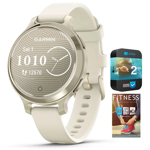 Garmin 010-02891-00 Lily 2 Active Smartwatch Ay with Bone Silikon Band Sche with Tech Smart USA Fitness & Wellness Suite ve 2 YR CPS Geliştirilmiş Koruma Paketi