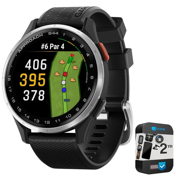 Garmin 010-03009-01 Yaklaşım S44 GPS Golf Smartwatch, Alüminyum Bezel 2 YR CPS Geliştirilmiş Koruma Paketi