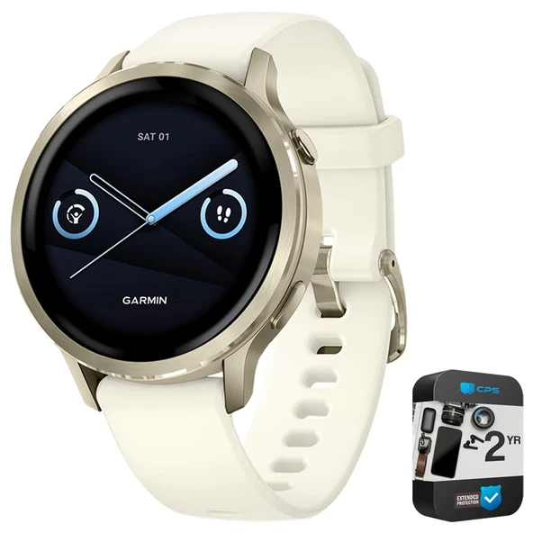 Garmin 010-03013-00 Venu 4, 41mm Health & Fitness GPS Smartwatch, Ay with Bone Silikon Band Sche with 2 YR CPS Geliştirilmiş Koruma Paketi