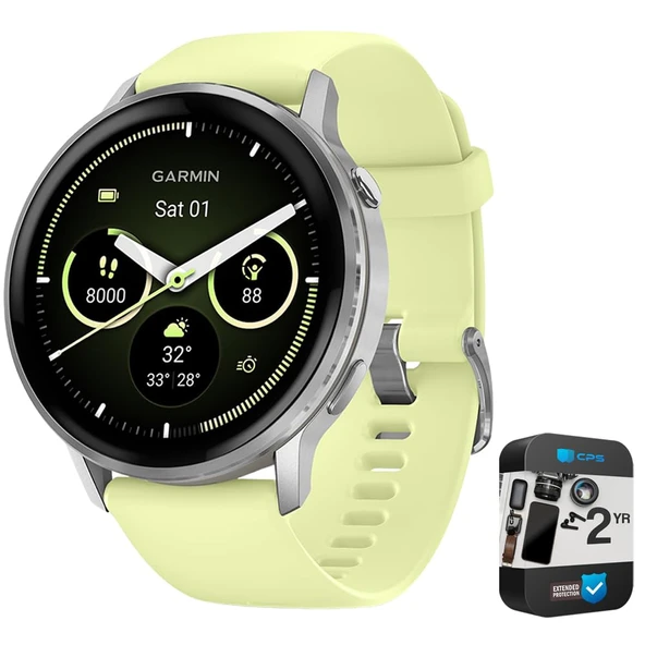 Garmin 010-03014-02 Venu 4, 45 mm Sağlık ve Fitness GPS Smartwatch, Citron Silikon Band Sche ile 2 YR CPS Geliştirilmiş Koruma Paketi ile
