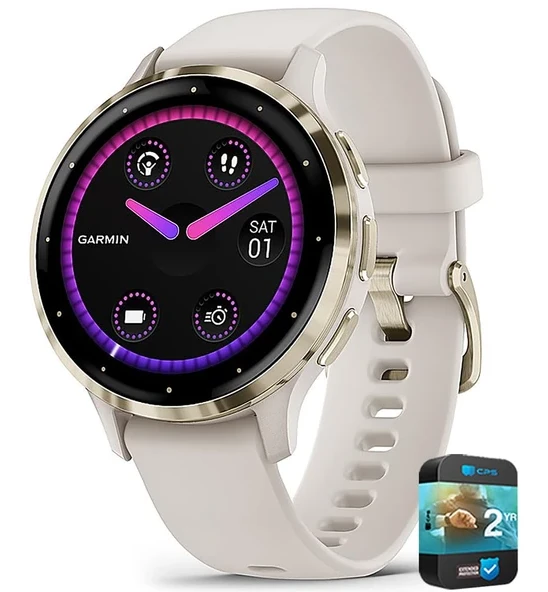 Garmin 010-N2785-04 Venu 3S Fitness GPS Smartwatch Bezel with Ivory Case 41mm (Renewed) Sche with 2 YR CPS Geliştirilmiş Koruma Paketi