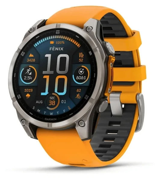 Garmin Amoled Akıllı Saat Fenix ​​​​8-47 mm | 29 güne kadar pil ömrü | Dahili LED el feneri ve sağlık izleme özelliğine sahip üstün akıllı saat