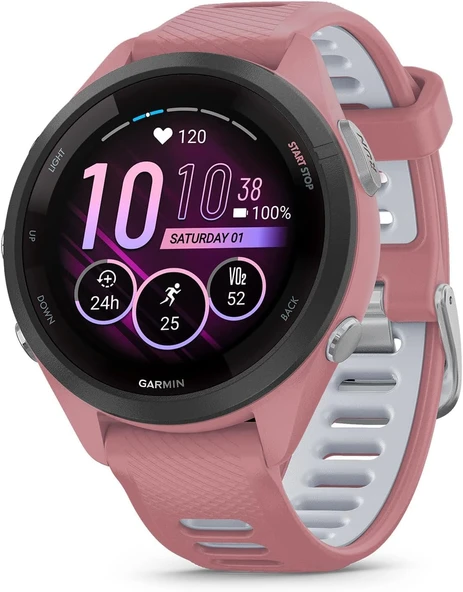 Garmin Forerunner 265S Smartwatch, Renkli AMOLED Ekran, Eğitim Metrikleri ve Kurtarma İçgörüleri, Whitestone ve Neo Tropic