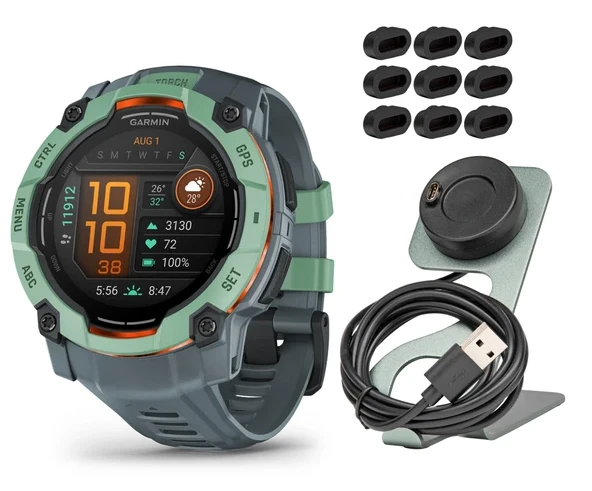 Garmin Instinct 3 50mm AMOLED GPS Smartwatch (Neo Tropic and Twilight Band) Focus Camera Port Protectors (9-Pack) (3)