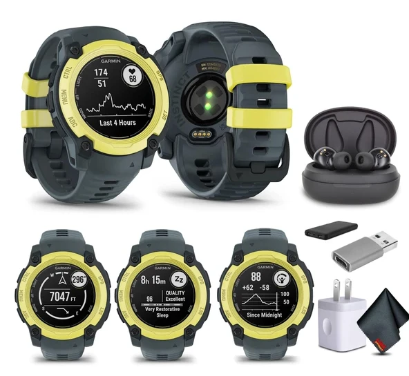 Garmin Instinct E 40mm, GPS Smartwatch, 7/24 Sağlık İzleme, 14 Günlük Battery Life, Electric Lime/Twilight (010-02932-01) with Earbuds Sche