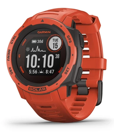 Garmin Instinct Solar, Solar-Powered Rugged Outdoor Smartwatch, built-in Sports Apps and Health Watch, Flame Apps and Health Watch,