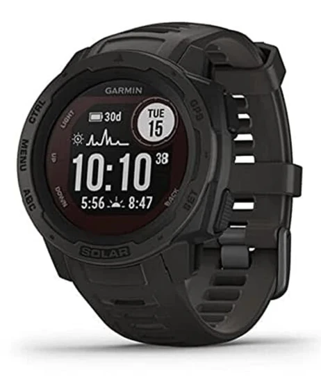 Garmin Instinct Solar, Solar-Powered Rugged Smartwatch, Yapılı Spor Uygulamaları ve Sağlık İzleme, Graphite