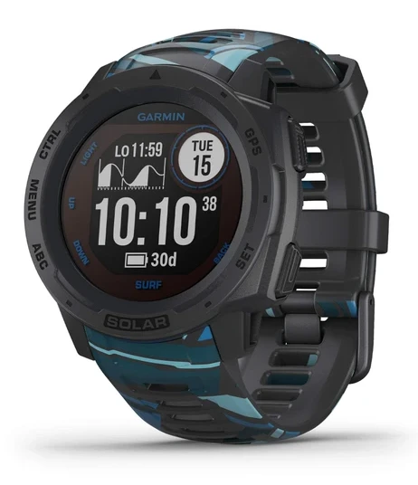 Garmin Instinct Solar Surf, Solar-Powered Rugged Smartwatch with Tide Data and Private Surfing Activity, pipeline